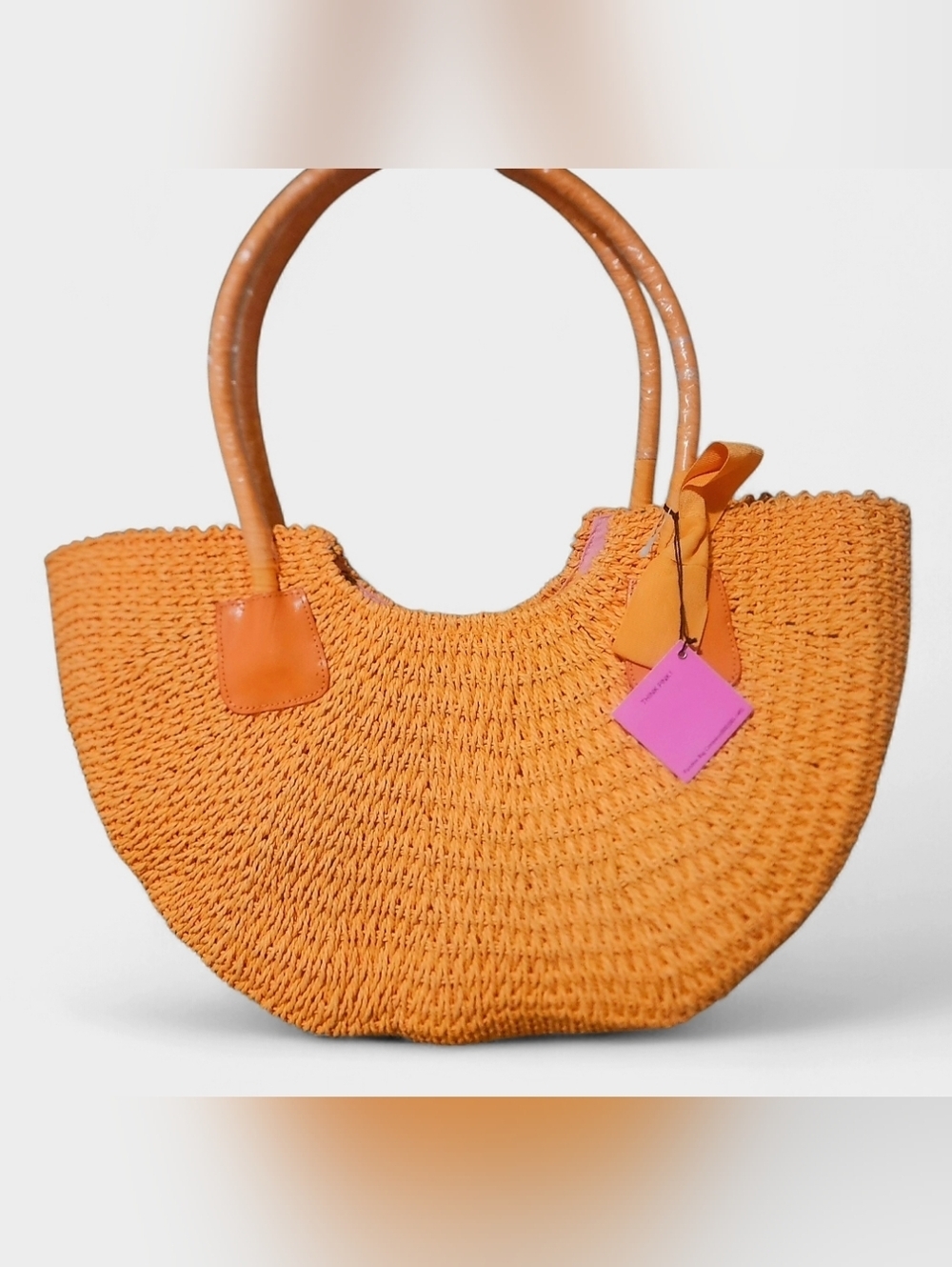 Donna Dixon Woven Straw Tote Bag Pastel Orange – NWT